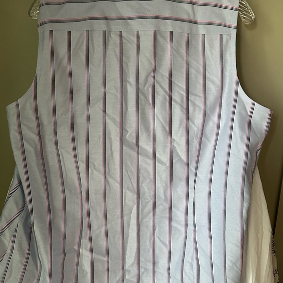 EUC Talbots Sleeveless Striped Blue Blouse, Sz 14. Great under a suit. - Picture 8 of 9